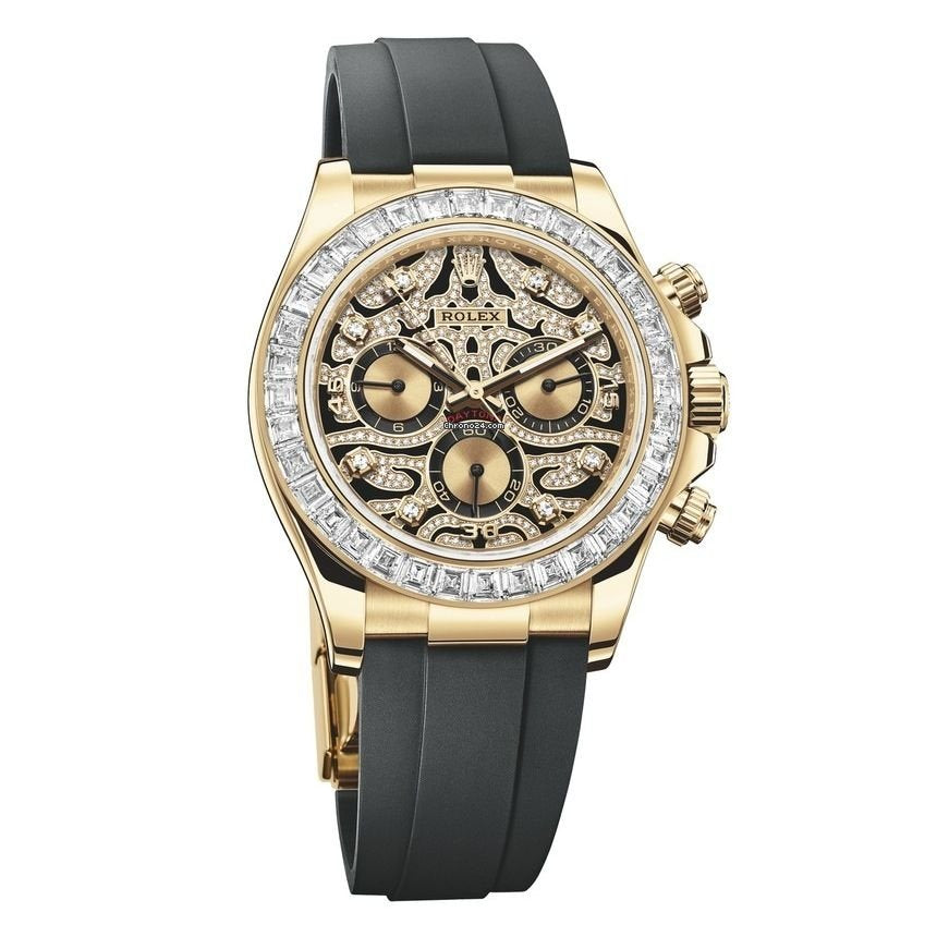 Golden Color Case Chronograph Men's Watch, Quartz Watch With Diamond