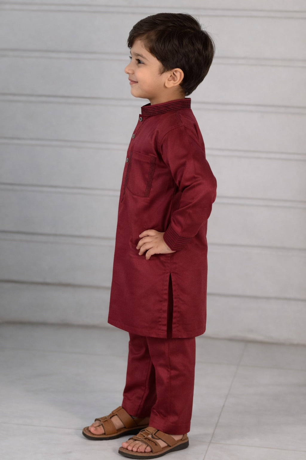 Boys Maroon Ethnic Kurta Pajama Set – Premium Festive Wear for Kids (3-12 Years)