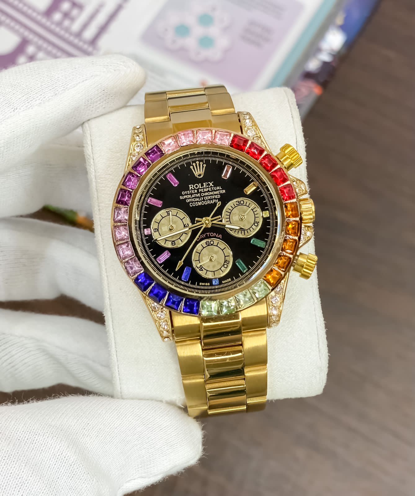 Dual Color Men Watch With Stainless Steel Strap & Black Dial