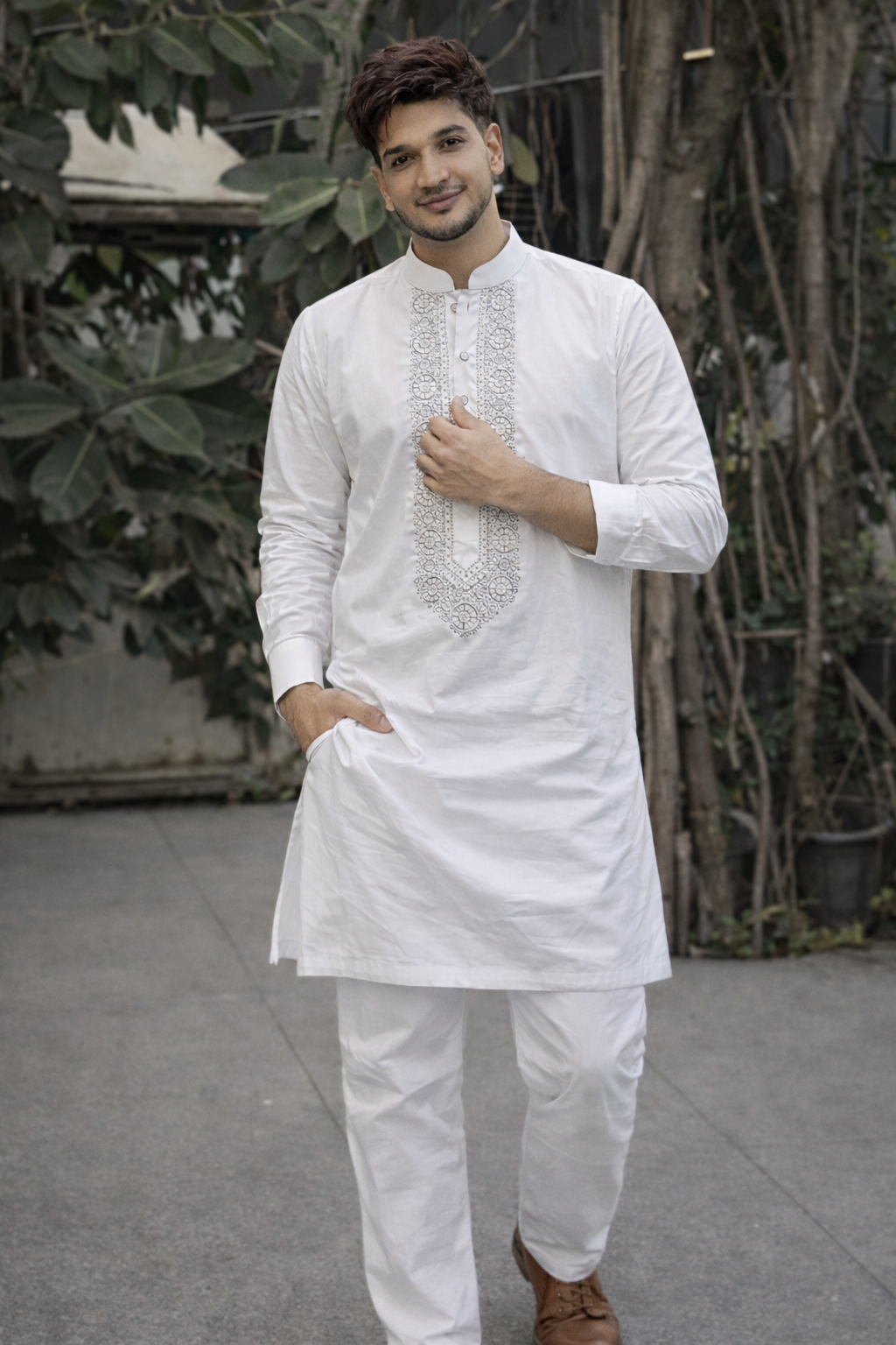 Noor White Designer Luxury Embroidered Kurta Set For Mens
