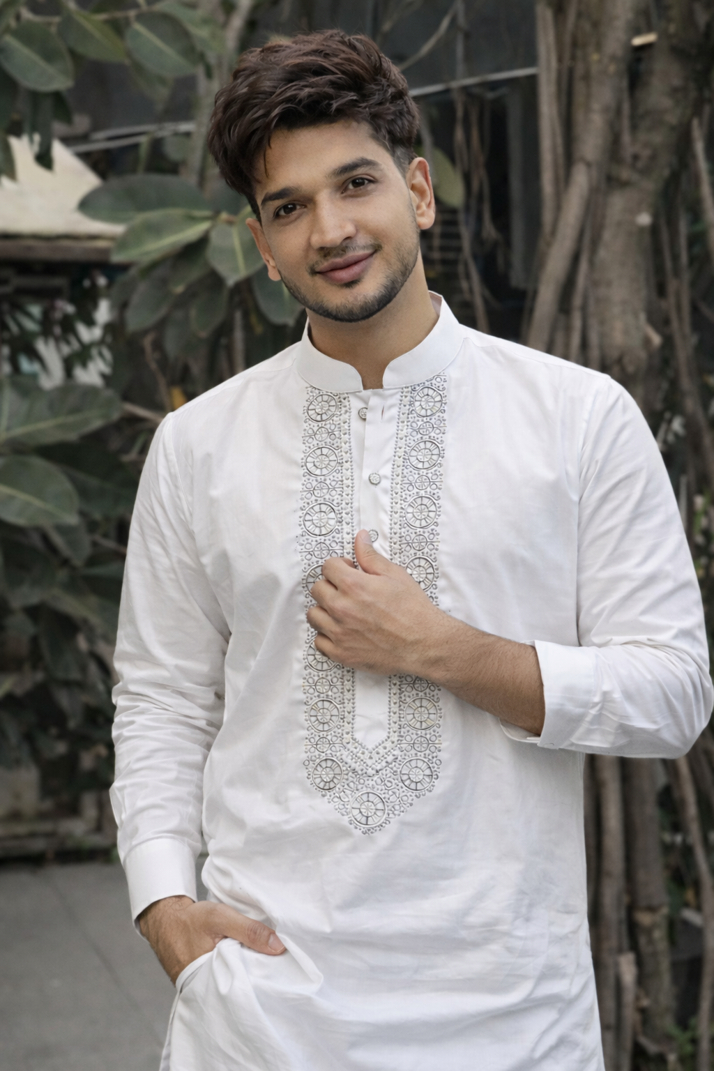 Noor White Designer Luxury Embroidered Kurta Set For Mens