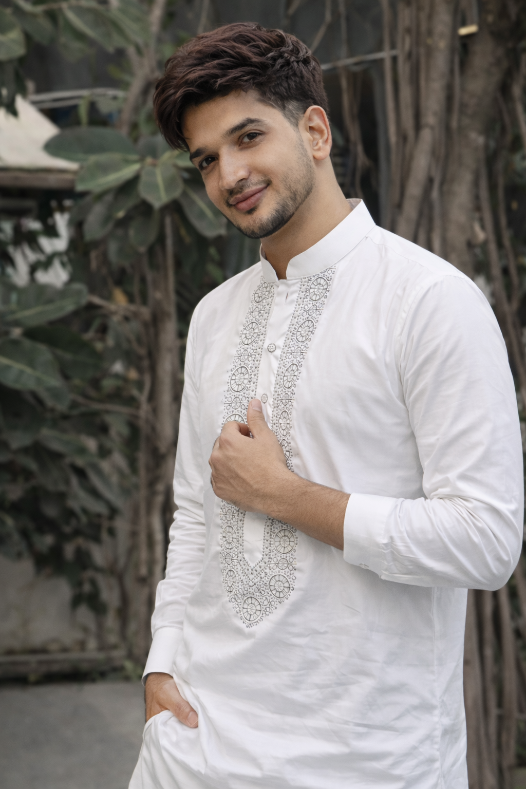Noor White Designer Luxury Embroidered Kurta Set For Mens