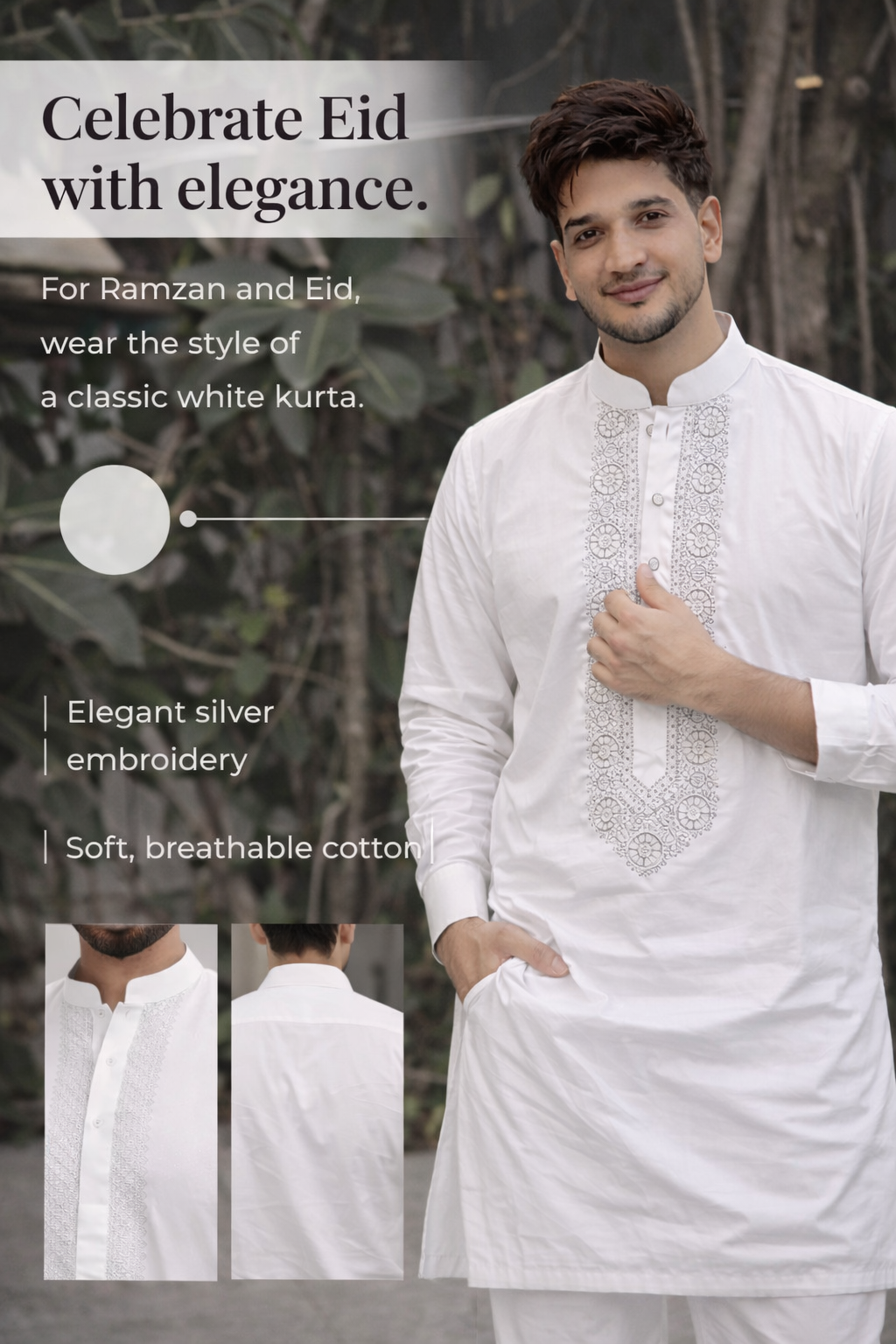 Noor White Designer Luxury Embroidered Kurta Set For Mens