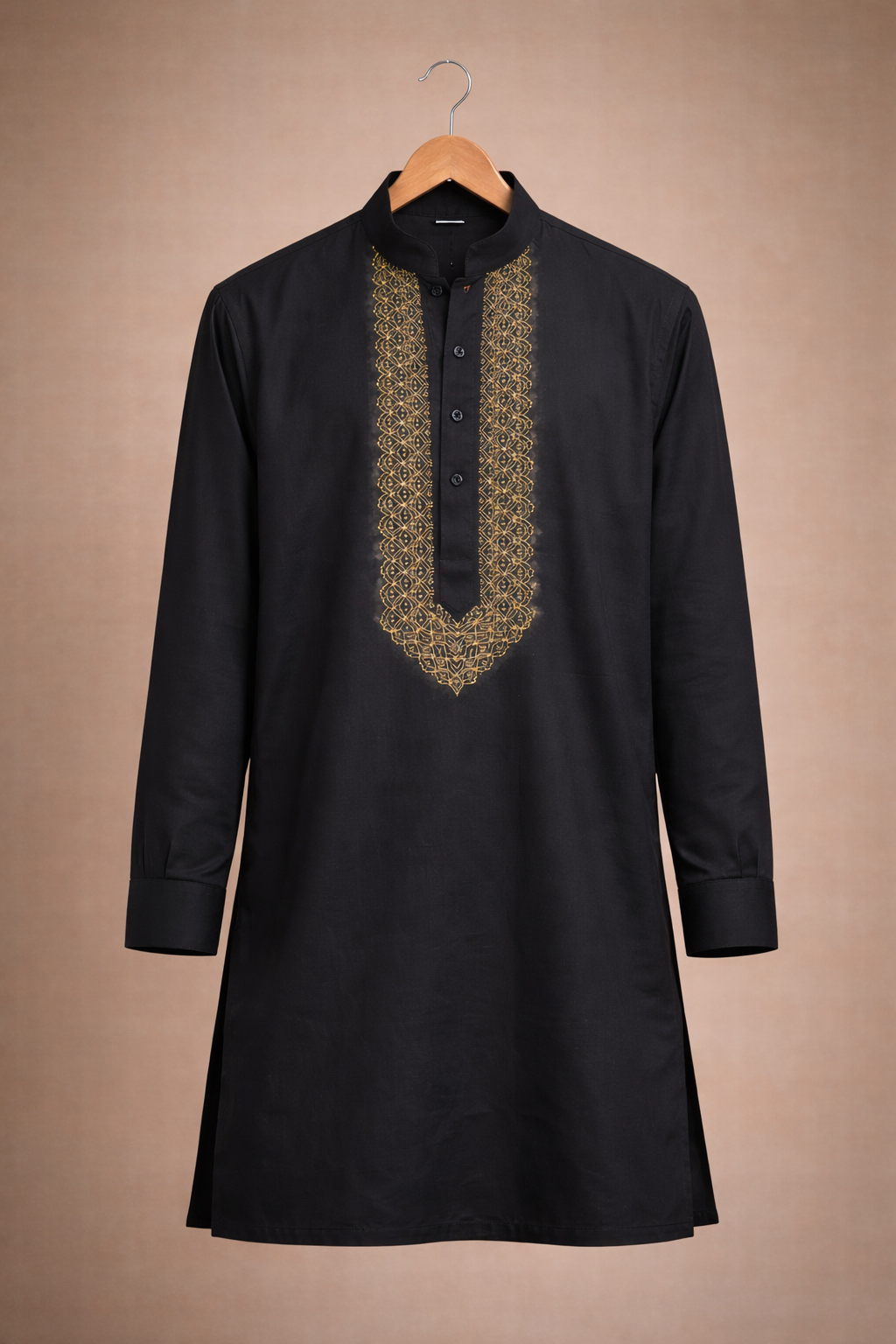 Royal Black Designer Luxury Embroidered Kurta Set For Mens