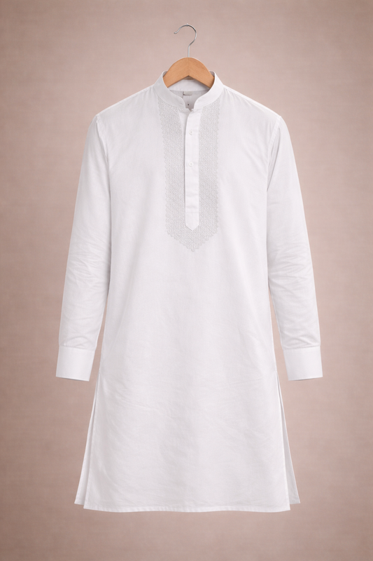 Noor White Pasha Embroidered Designer Luxury Kurta Set For Mens