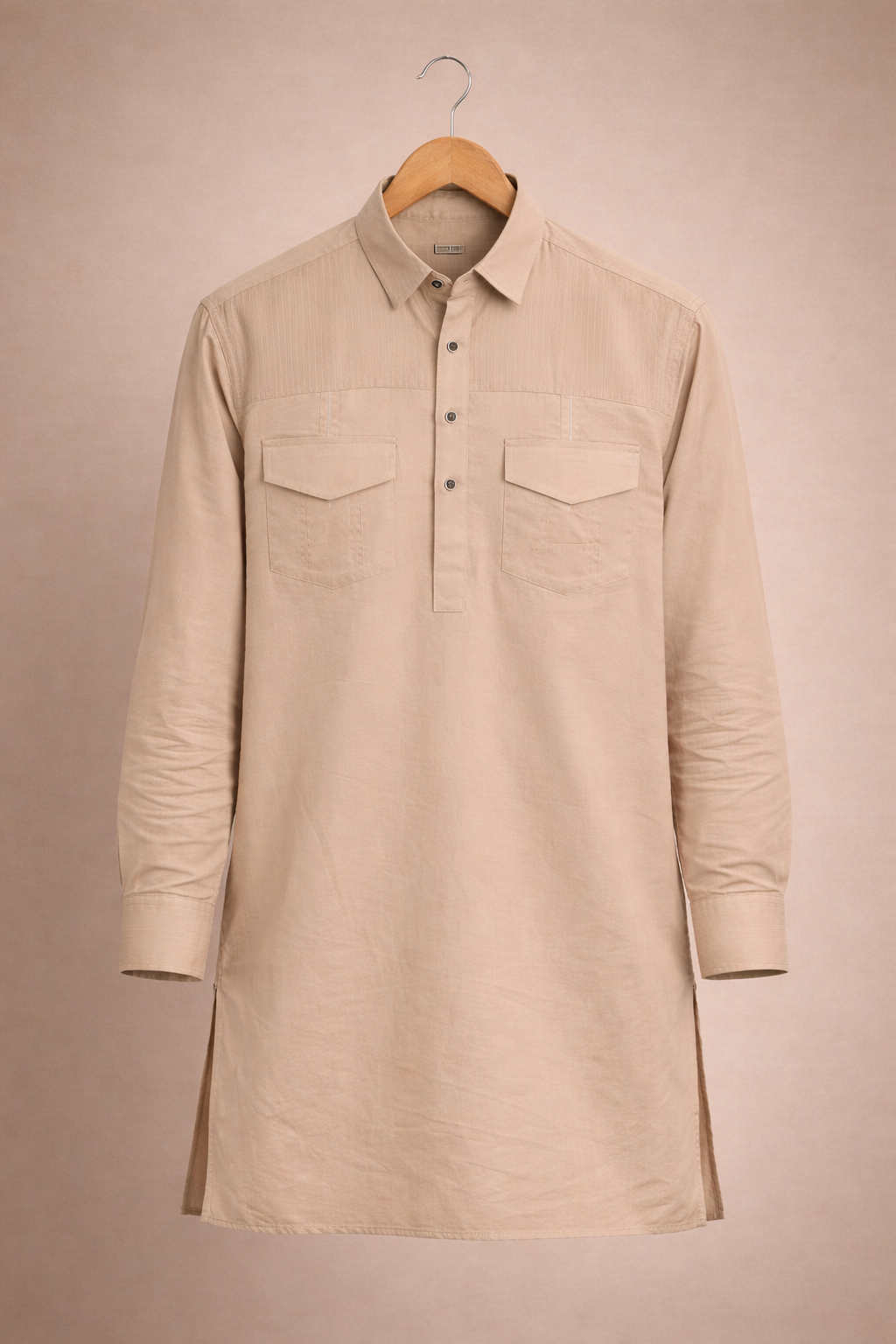 Beige Stylish Luxury Pathani Kurta Pajama set