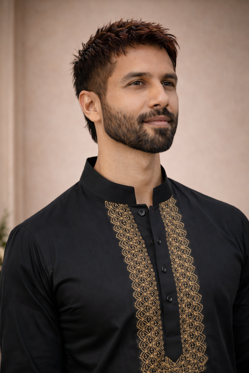 Royal Black Designer Luxury Embroidered Kurta Set For Mens