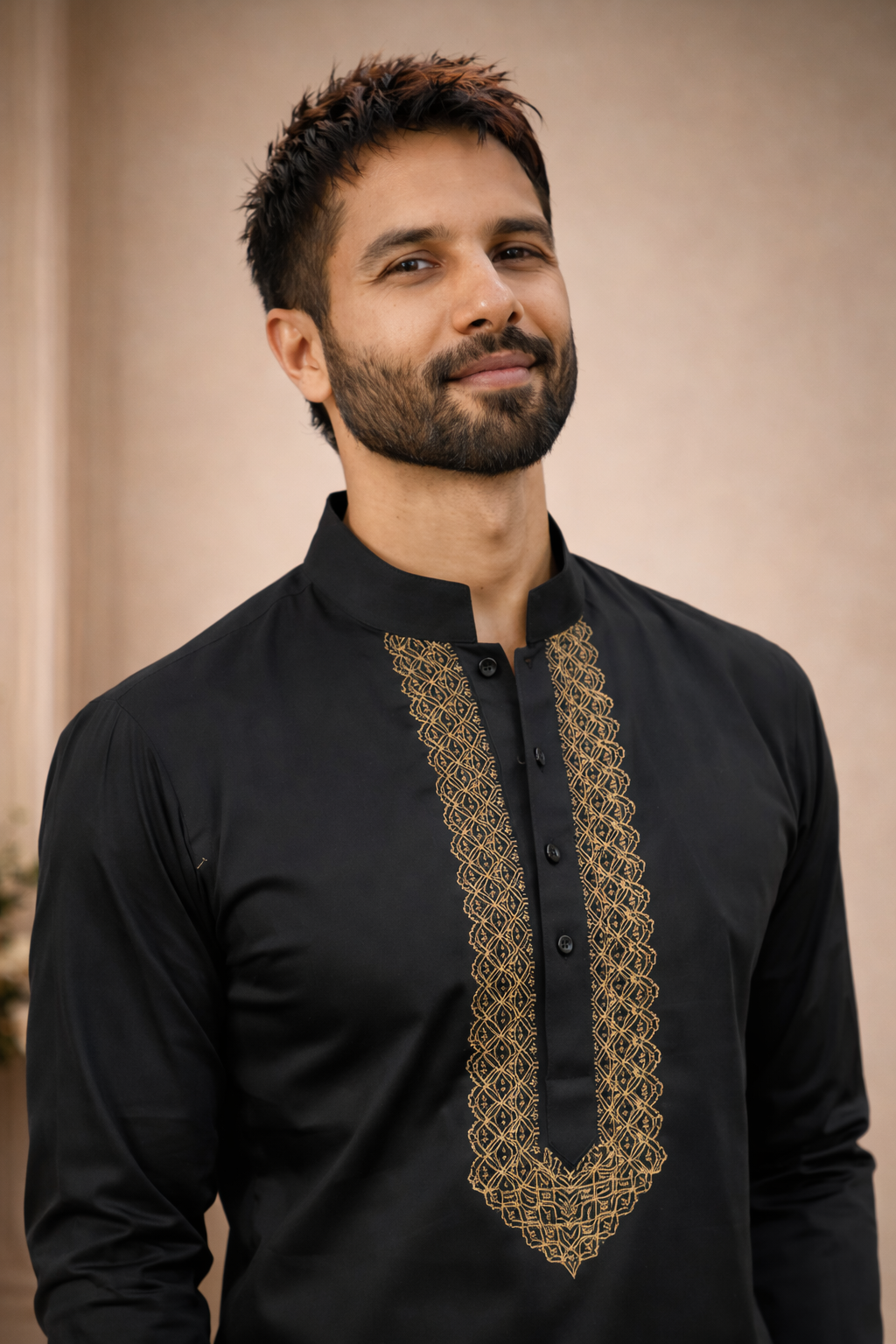 Royal Black Designer Luxury Embroidered Kurta Set For Mens