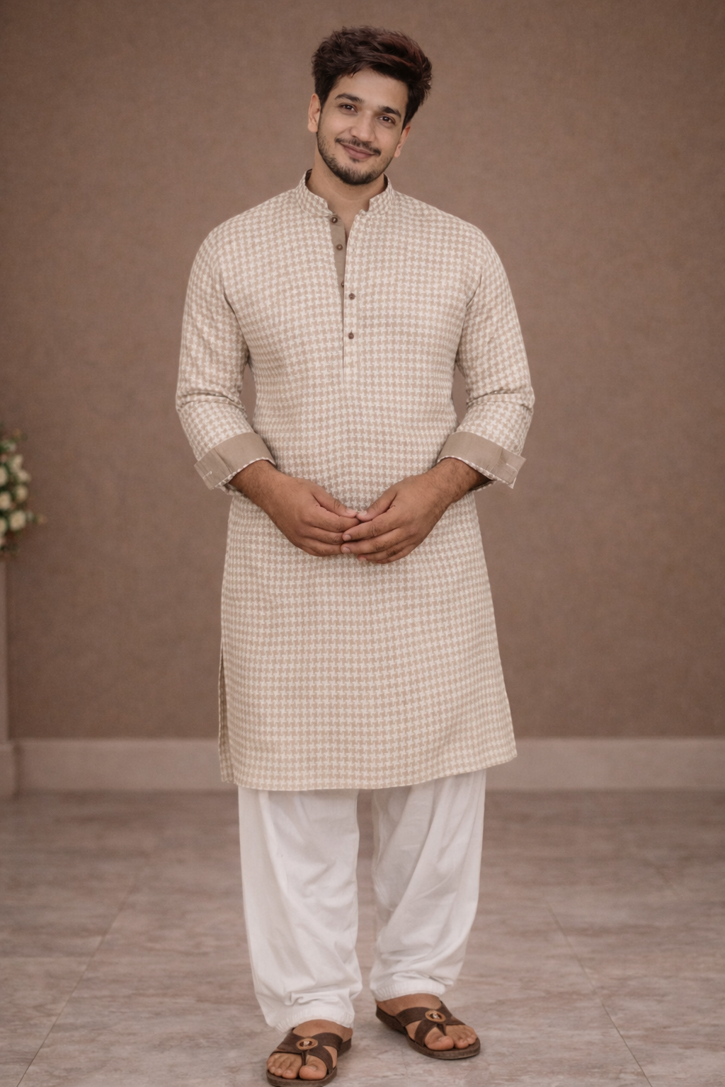 Jute Ivory Designer Special Kurta Pajama Set