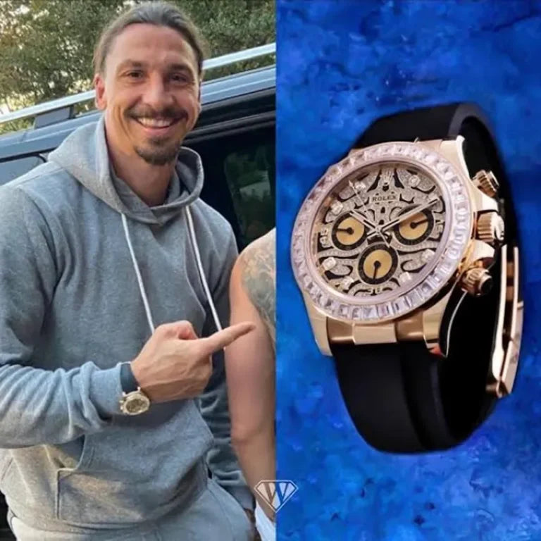 Cosmograph Daytona Chronograph Quartz Men's Watch With Diamond, Rose Gold Case And Designer Dial