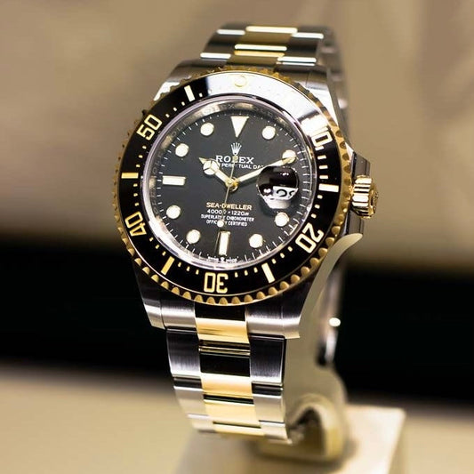 Submariner Dual Tone Quartz Watch With Silver Gold Dial Stainless Steel Strap For Men