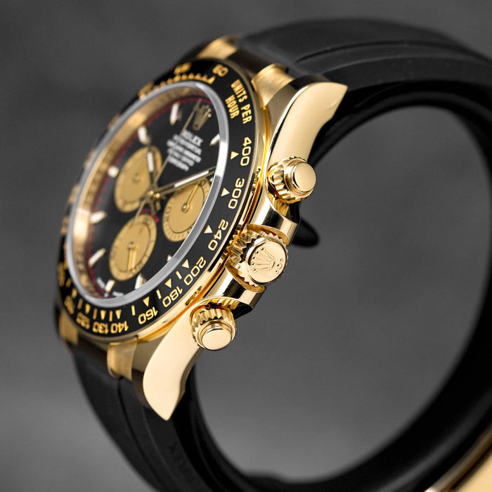 RLX Cosmograph Yellow Gold / Black Color Dial Ring Bezel Daytona Chronograph Quartz Chronometer Men's Watch - RLX-1161