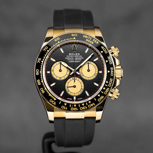 RLX Cosmograph Yellow Gold / Black Color Dial Ring Bezel Daytona Chronograph Quartz Chronometer Men's Watch - RLX-1161