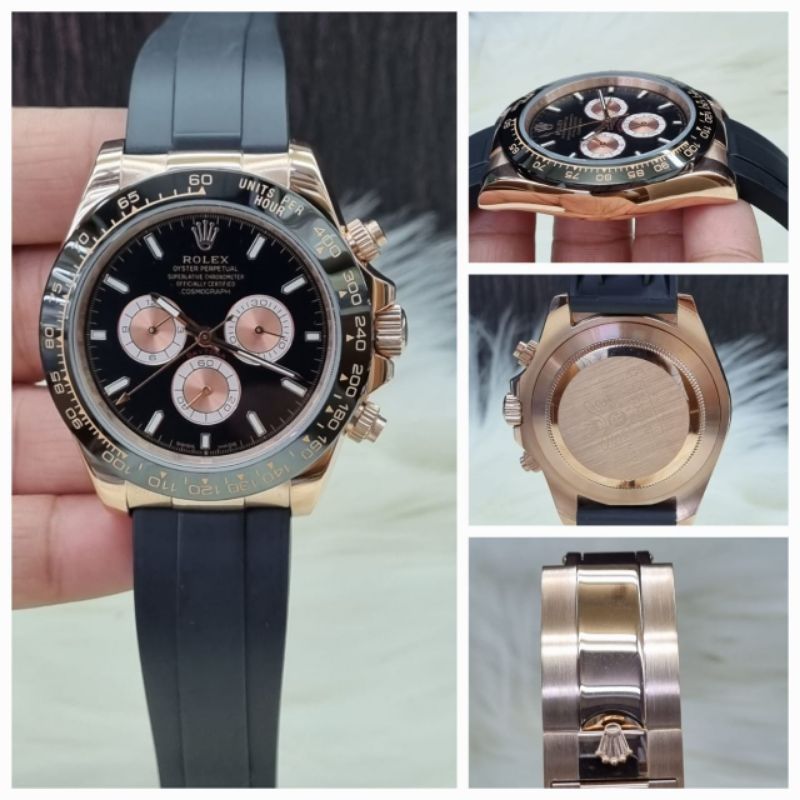 RLX Cosmograph RoseGold Color Dial Ring Bezel Daytona Chronograph Quartz Chronometer Men's Watch - RLX-1163