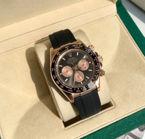 RLX Cosmograph RoseGold Color Dial Ring Bezel Daytona Chronograph Quartz Chronometer Men's Watch - RLX-1163