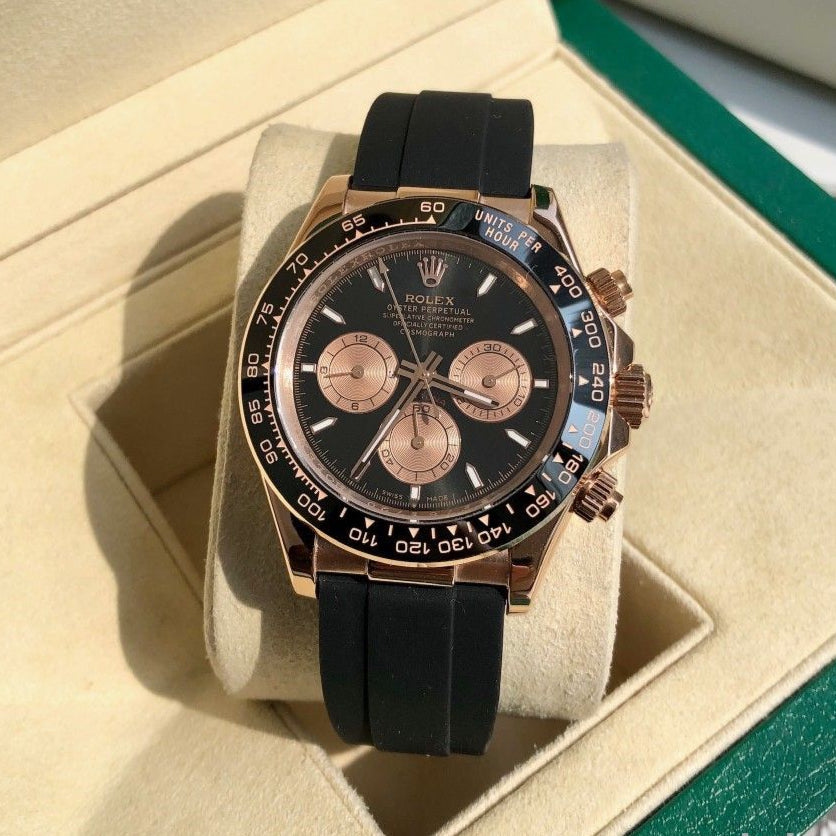 RLX Cosmograph RoseGold Color Dial Ring Bezel Daytona Chronograph Quartz Chronometer Men's Watch - RLX-1163
