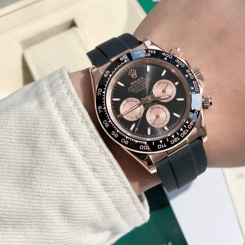 RLX Cosmograph RoseGold Color Dial Ring Bezel Daytona Chronograph Quartz Chronometer Men's Watch - RLX-1163