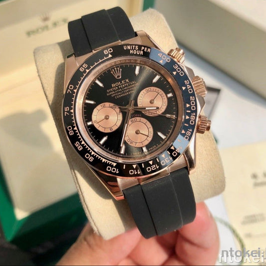 RLX Cosmograph RoseGold Color Dial Ring Bezel Daytona Chronograph Quartz Chronometer Men's Watch - RLX-1163