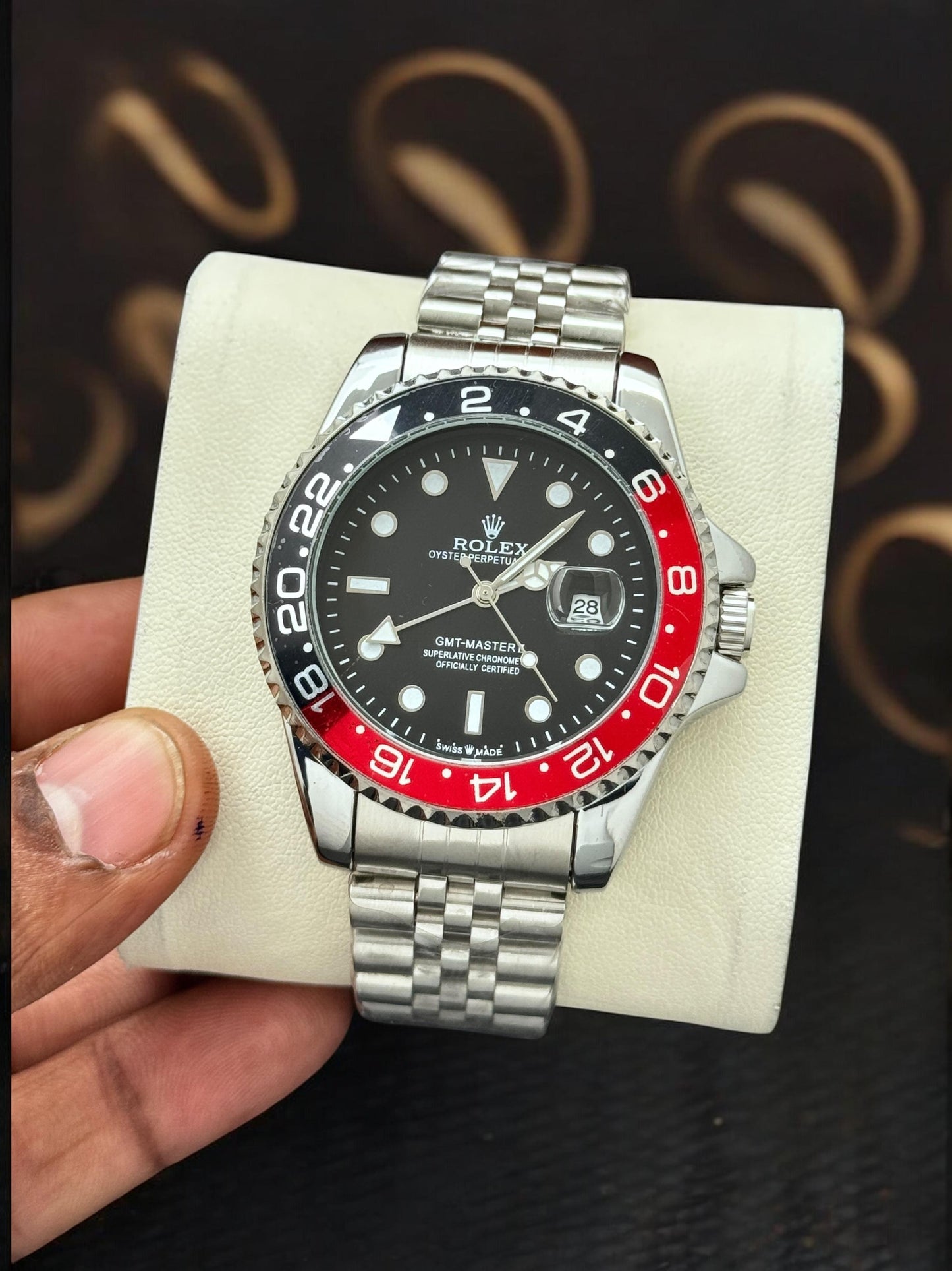 Multi Color Watch With Green Dial Stainless Steel Strap For Men, Quartz Movement