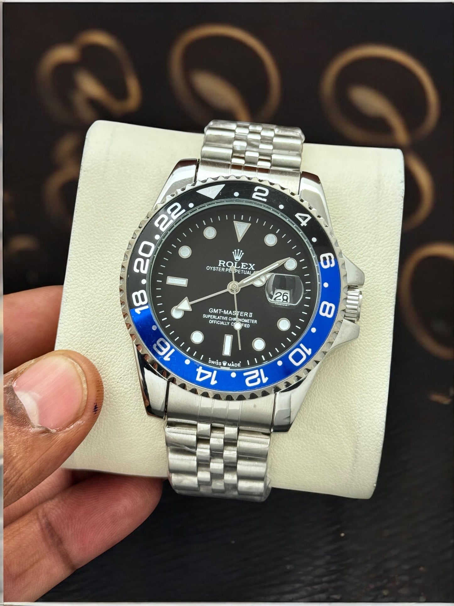 Multi Color Watch With Green Dial Stainless Steel Strap For Men, Quartz Movement