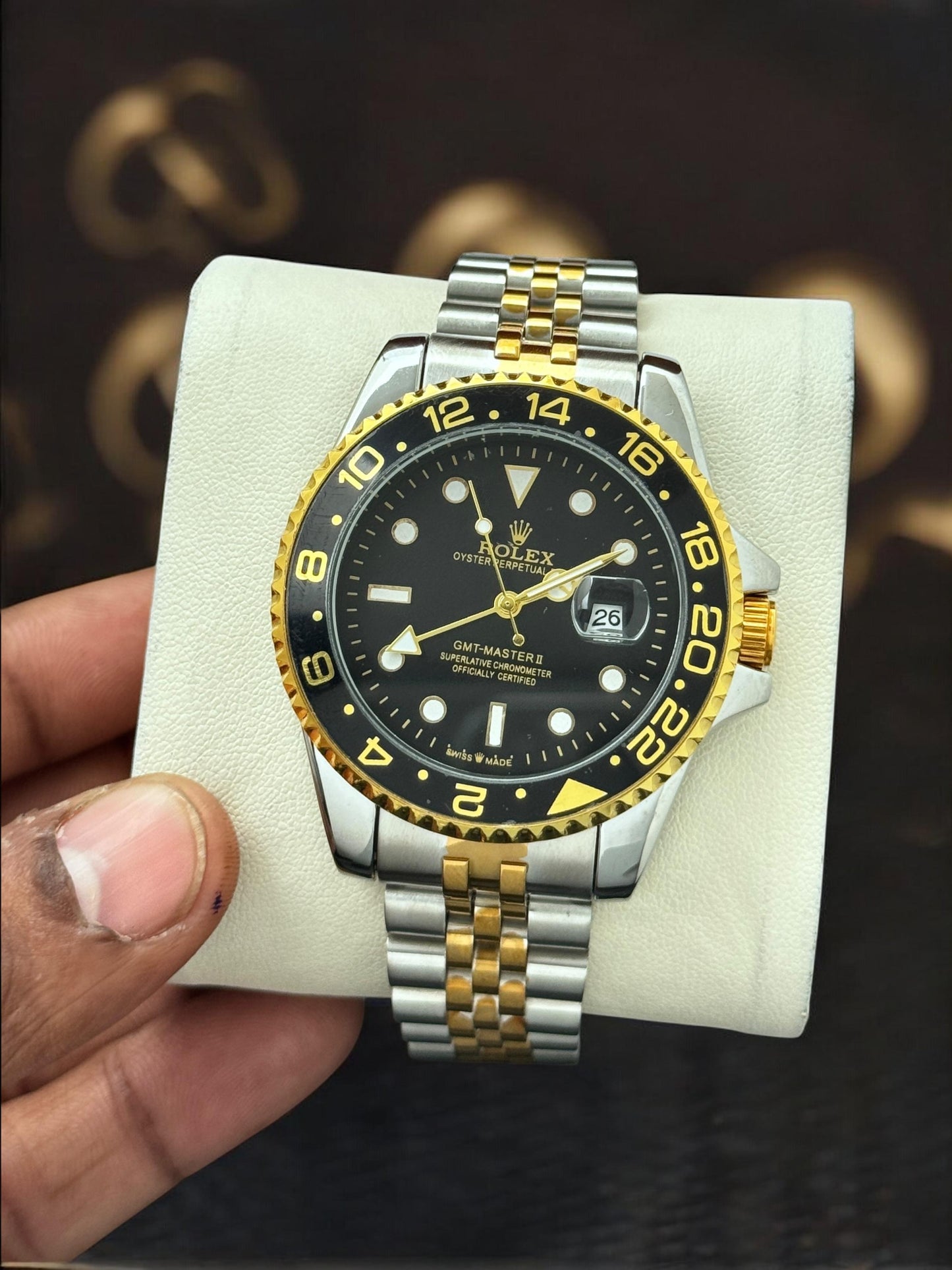 Multi Color Watch With Green Dial Stainless Steel Strap For Men, Quartz Movement