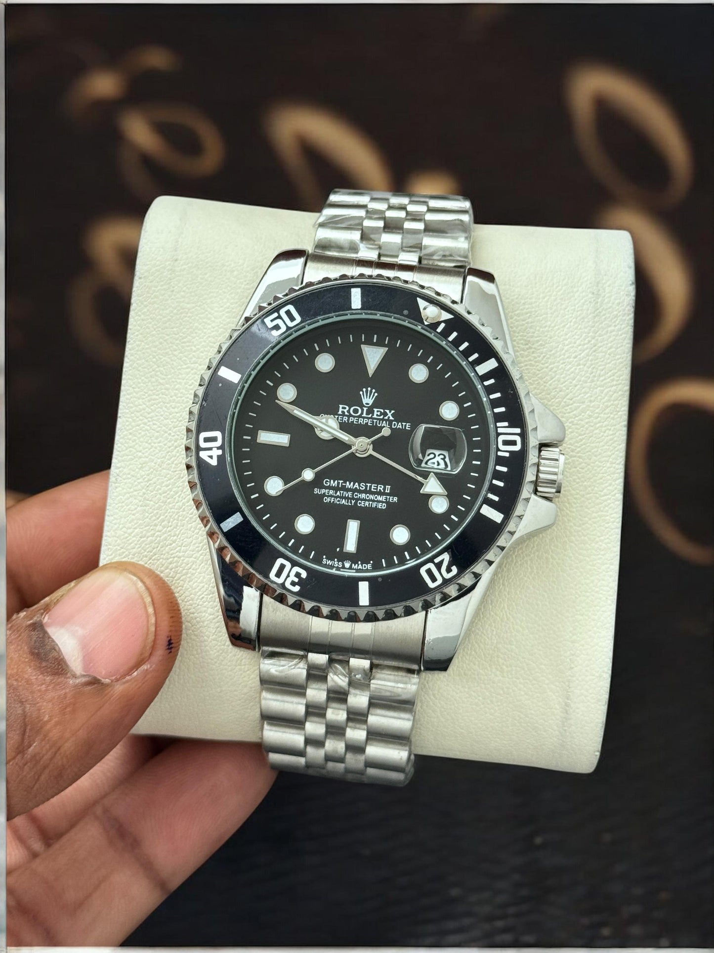 Multi Color Watch With Green Dial Stainless Steel Strap For Men, Quartz Movement