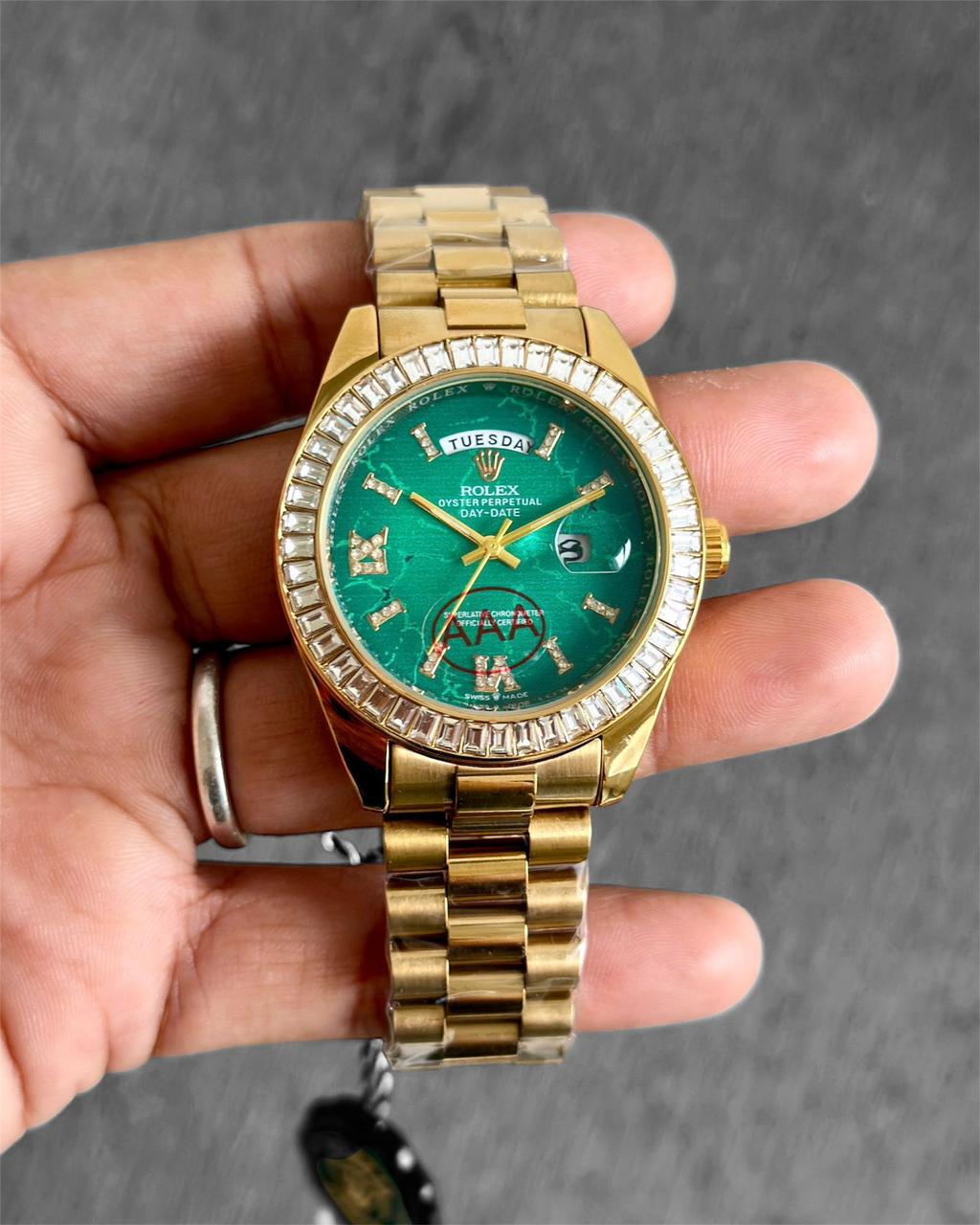 ROLEX Men's Watch For Man Red Blue Glass Multi Color Full Black Looks Good On Jacket For Man Gift