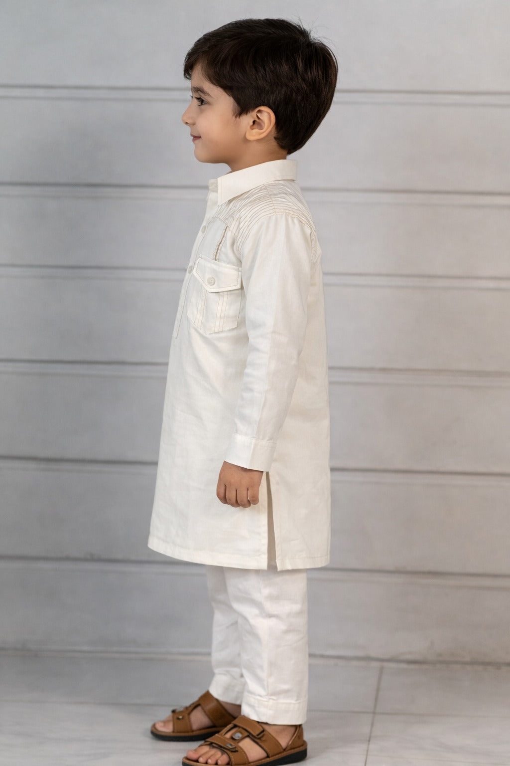 Boys Classic White Pathani Kurta Pajama Set – Stylish Ethnic Wear for Kids (3-12 Years)