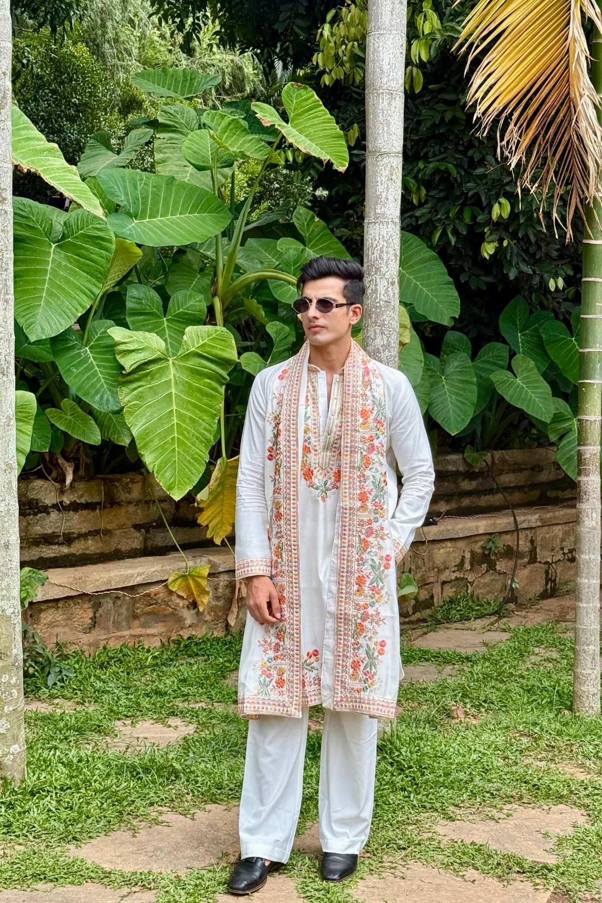 White Embroidered Kurta with Duppta