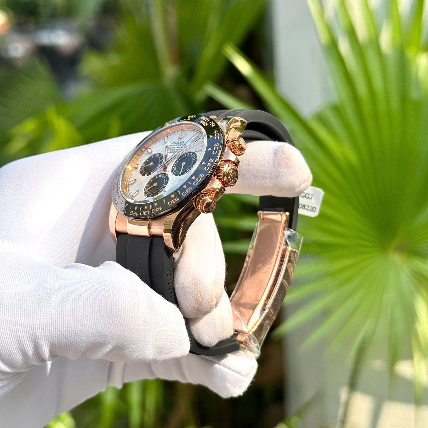 RLX Cosmograph RoseGold Color Oysterflex Meteorite Dial Ring Bezel Daytona Chronograph Quartz Chronometer Men's Watch - RLX-1167