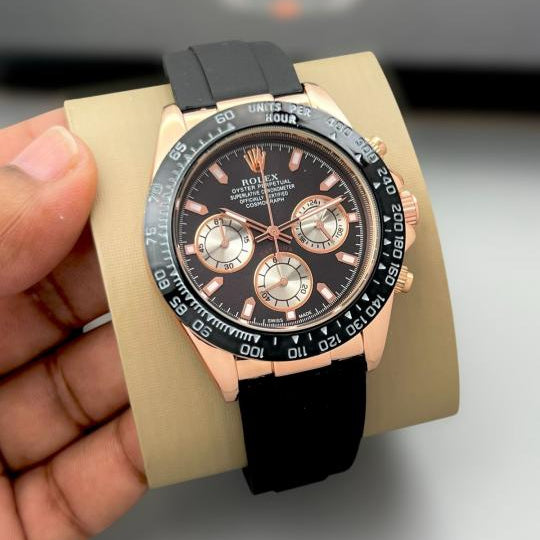 RLX Cosmograph RoseGold Color Dial Ring Bezel Daytona Chronograph Quartz Chronometer Men's Watch - RLX-1166