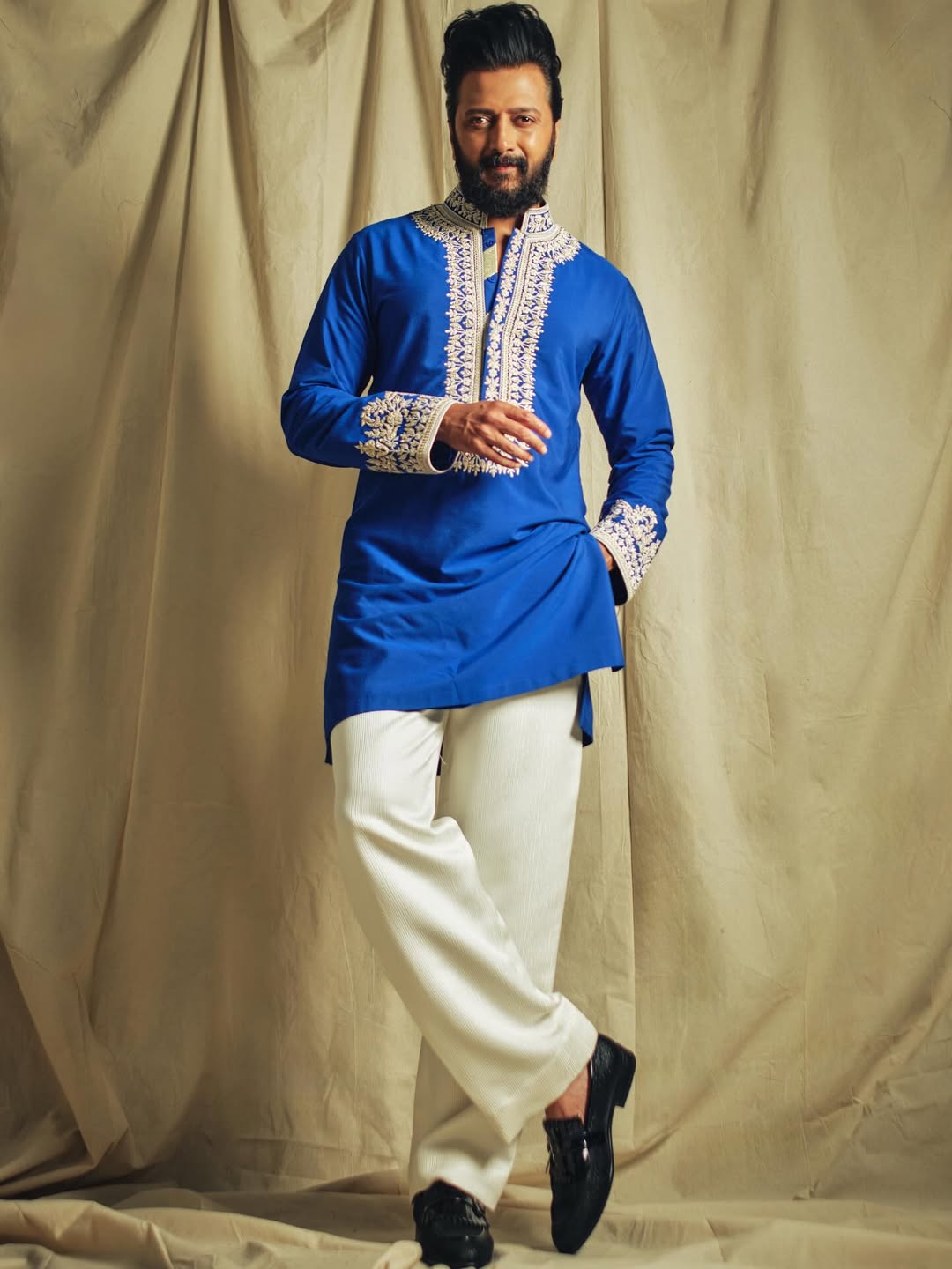 Royal Blue Embroidery Kurta only