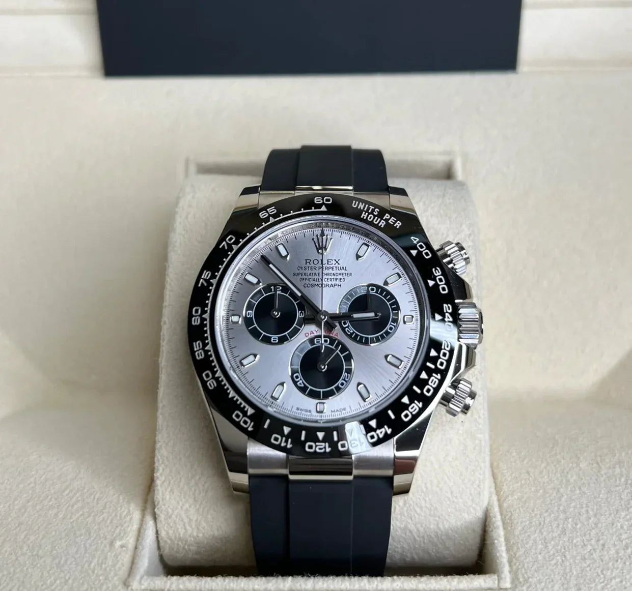 Cosmograph Silver Color Dial Ring Bezel Daytona Chronograph Quartz Chronometer Men's Watch - RLX-1165
